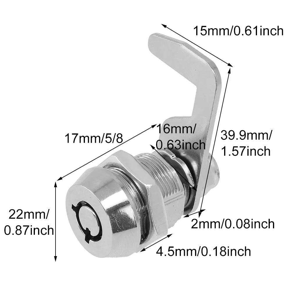 16mm Security Mailbox Lock Letter Post Box Lock With 2 Keys 1 Key Tag And 5 Locking Plates Cabinet Drawer Cupboard Cam Lock For Mailboxes Locker T