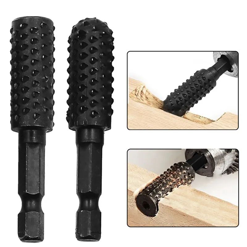 5pcs Woodworking Rotary Burr Set Wood Carving File Rasp Drill Bit 1/4