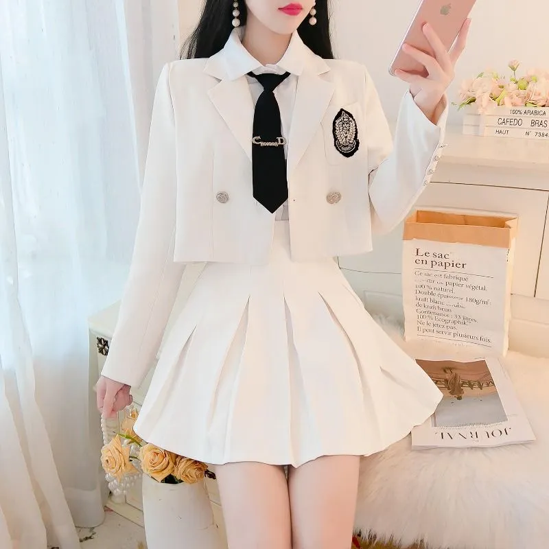 2024Pleated Mini Skirt Set, Student School Uniform Set for