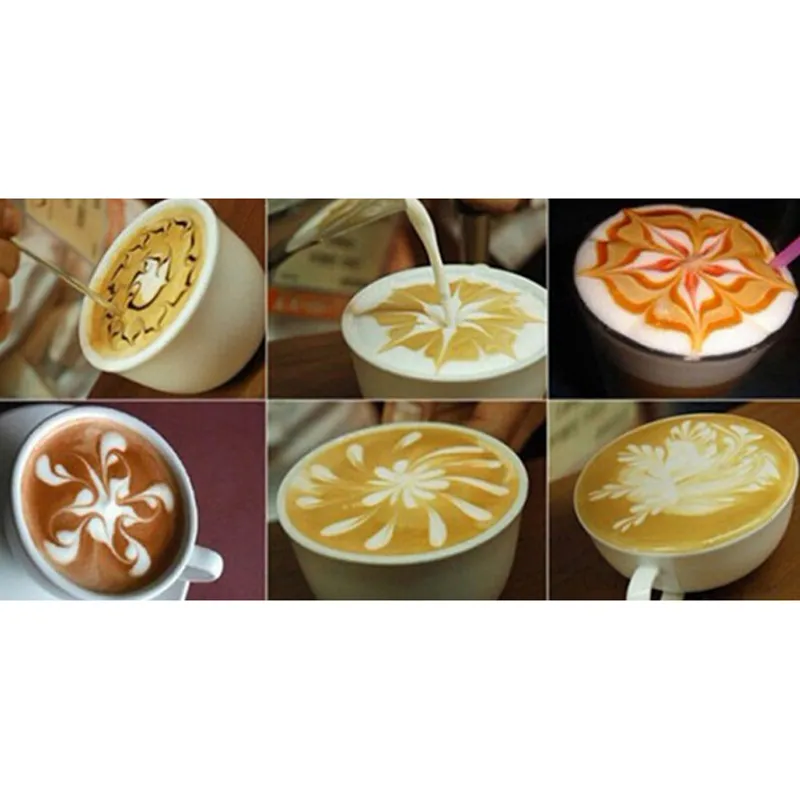 4-Piece Stainless Steel Latte Art Stencils - Templates For Coffee, Hot Chocolate & Baking