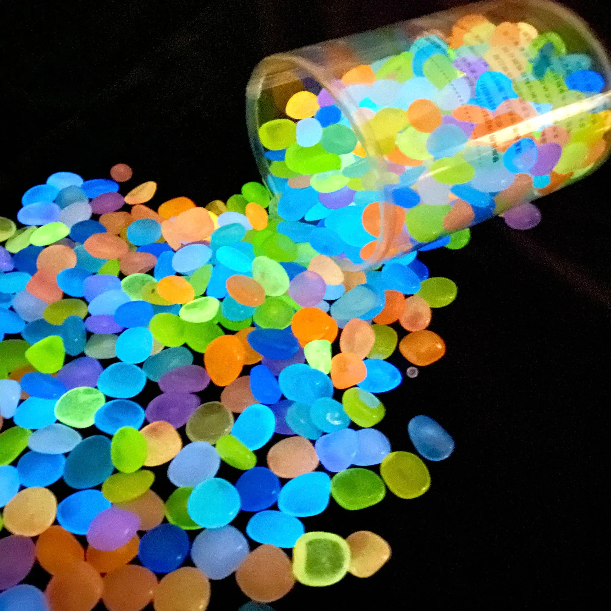 100 Pcs Glow In The Dark Pebbles Stones, DIY Decorative Luminous Stones, Blue Glowing Rocks For
