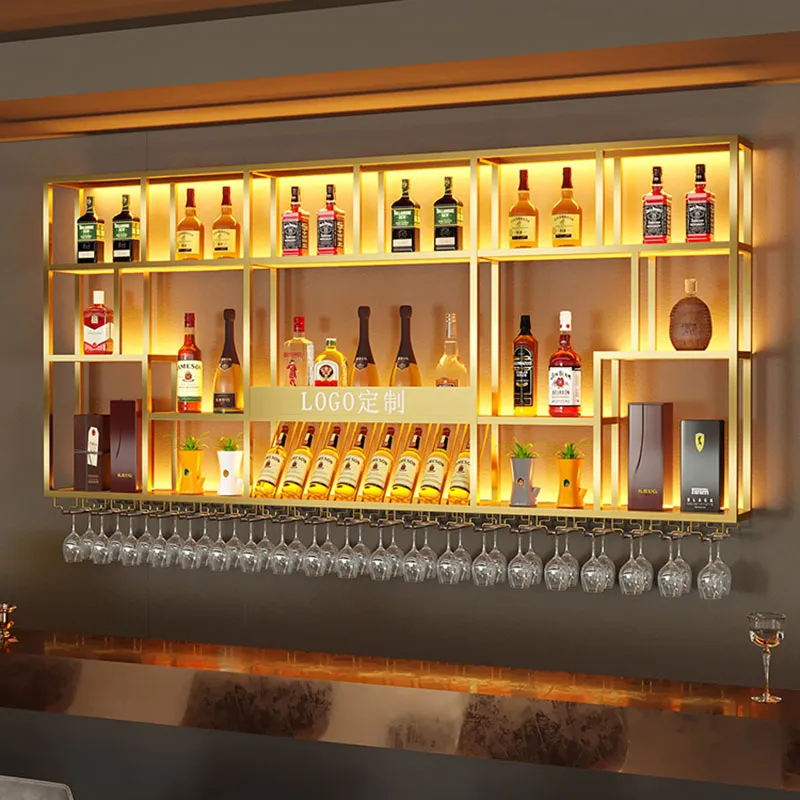 DHgate.com:Modern Industrial Wall-Mounted Wine Rack: Gold Metal Bar ...