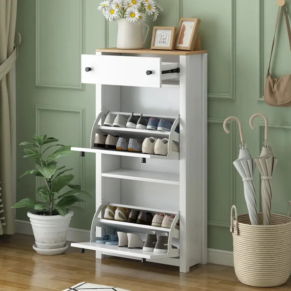 Shoe rack with drawer on top sale