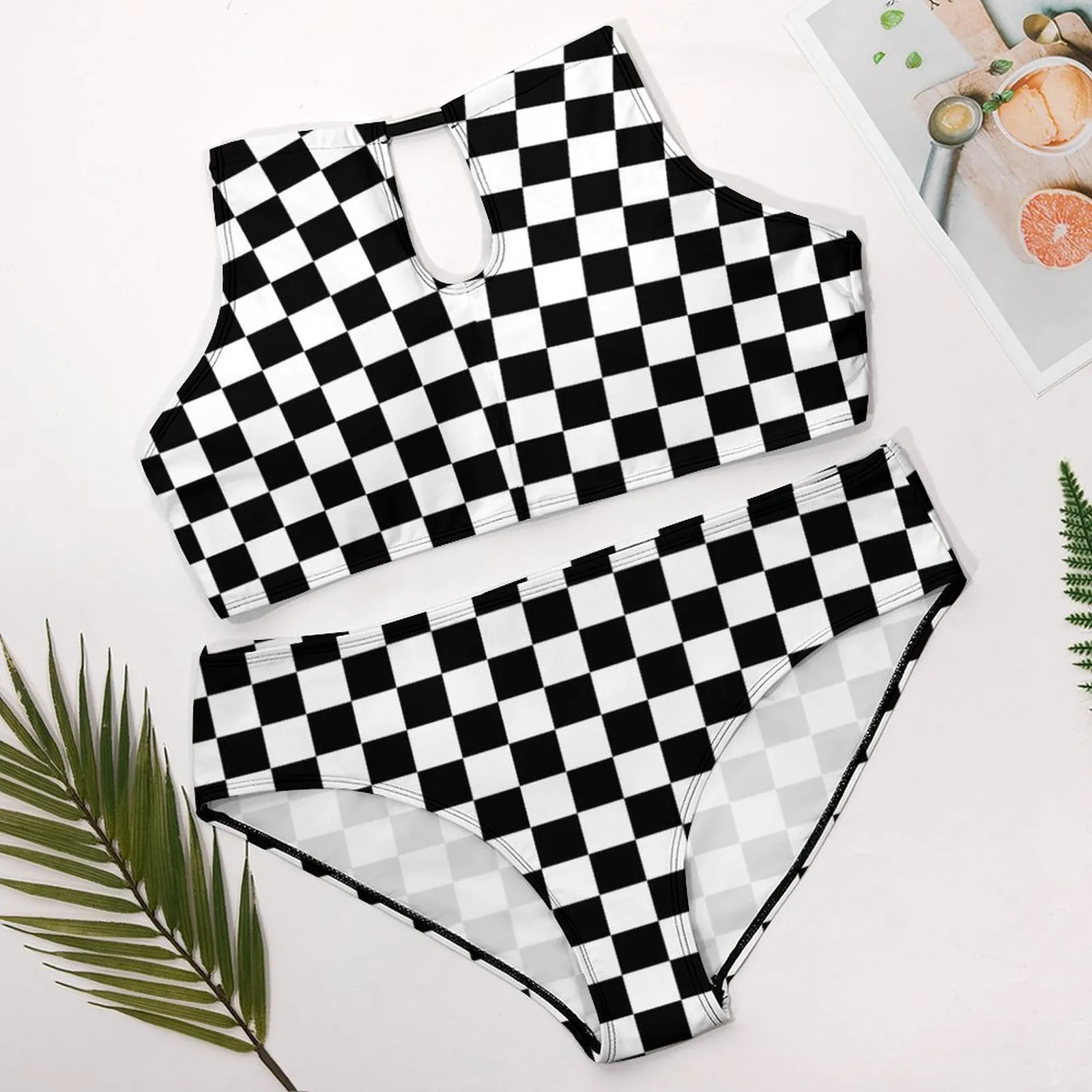 Bikini Push-up épaule Dénudée Et Culotte Haute Taille - Taille M, Motif Pois - Neuf Avec étiquettes