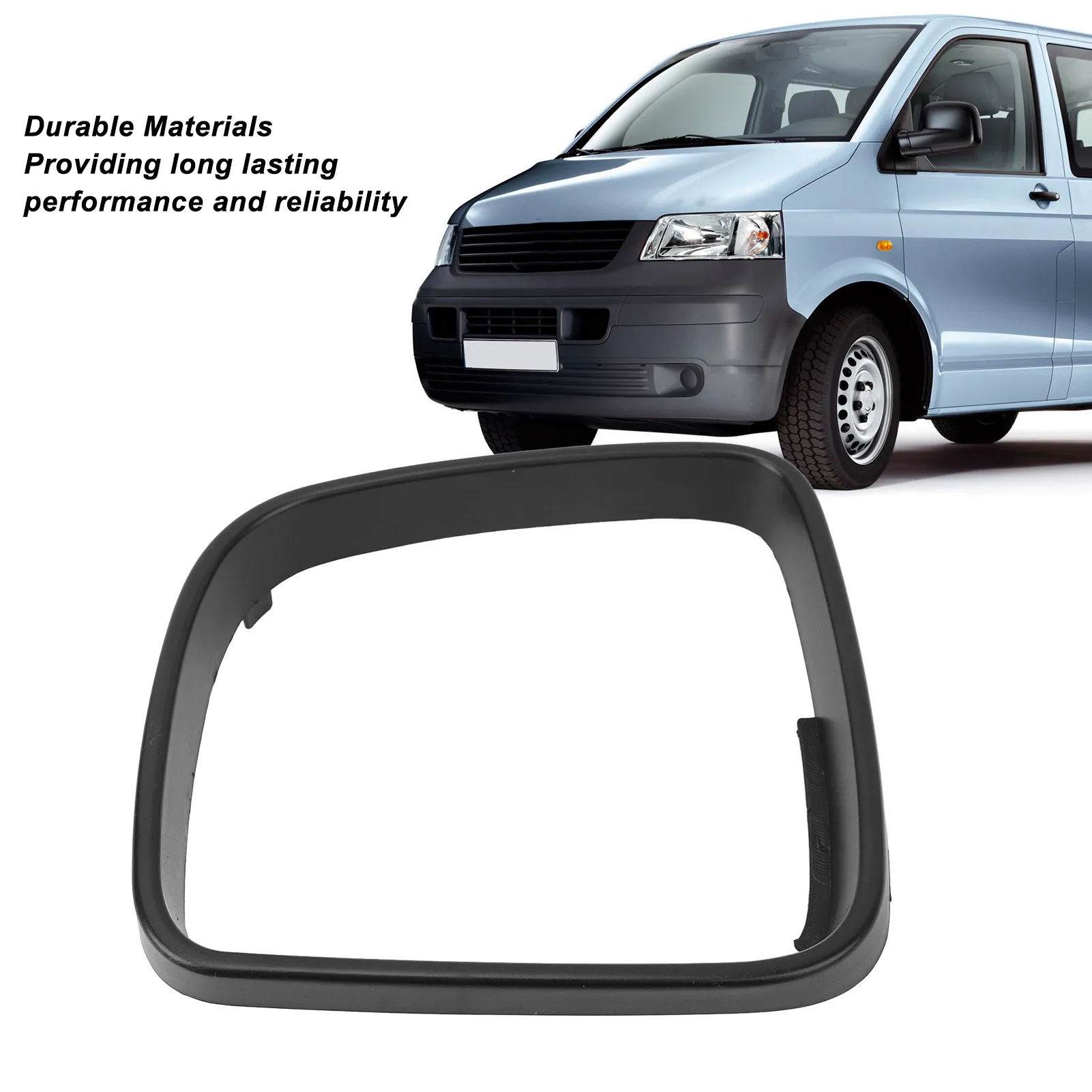 VW Transporter T5 Caddy Rearview Mirror Cover Ring Left Right Black ABS Plastic 2003 2009 Pre Facelift