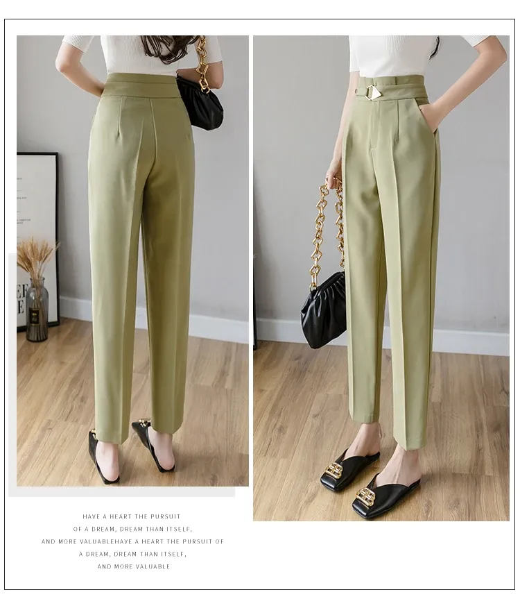 2024 Korean OL Style Women Formal Harem Pants High Waist Office Lady Ankle Length Pants With Sashes Pockets From Homepro15 32.41 DHgate.Com