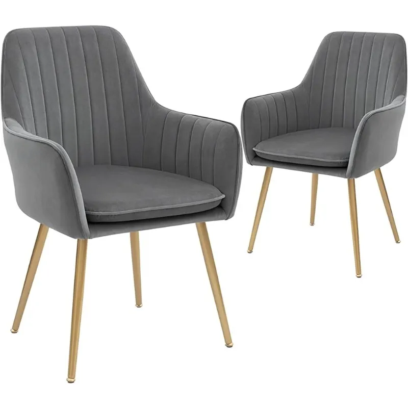 Modern Grey Accent Arm Chairs With Gold Metal Legs For Living Dining Room Set Of 2 From Homepro14 178.77 DHgate.Com