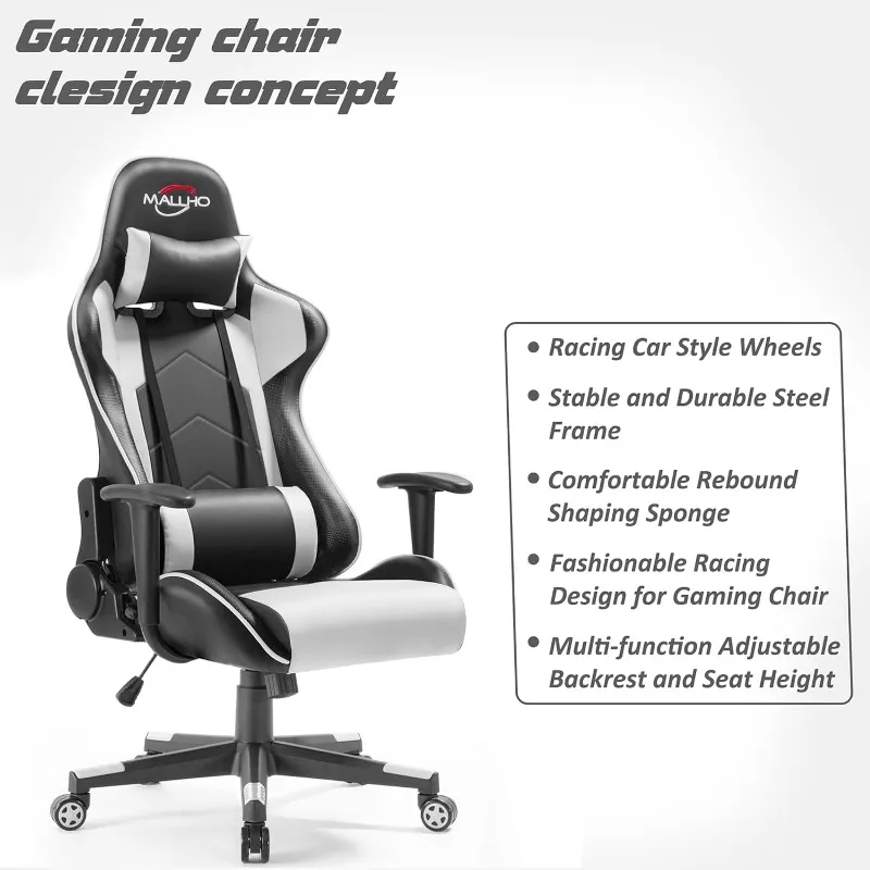 Polar Aurora Gaming Chair: High-Back PU Leather Office Ergonomic Swivel  Desk Chair