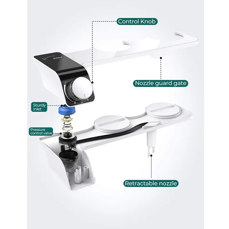 Kit Spruzzatore Acqua Dolce Bidet Attacco Sedile Wc Non Elettrico Con Doppio Ugello - Foto 5