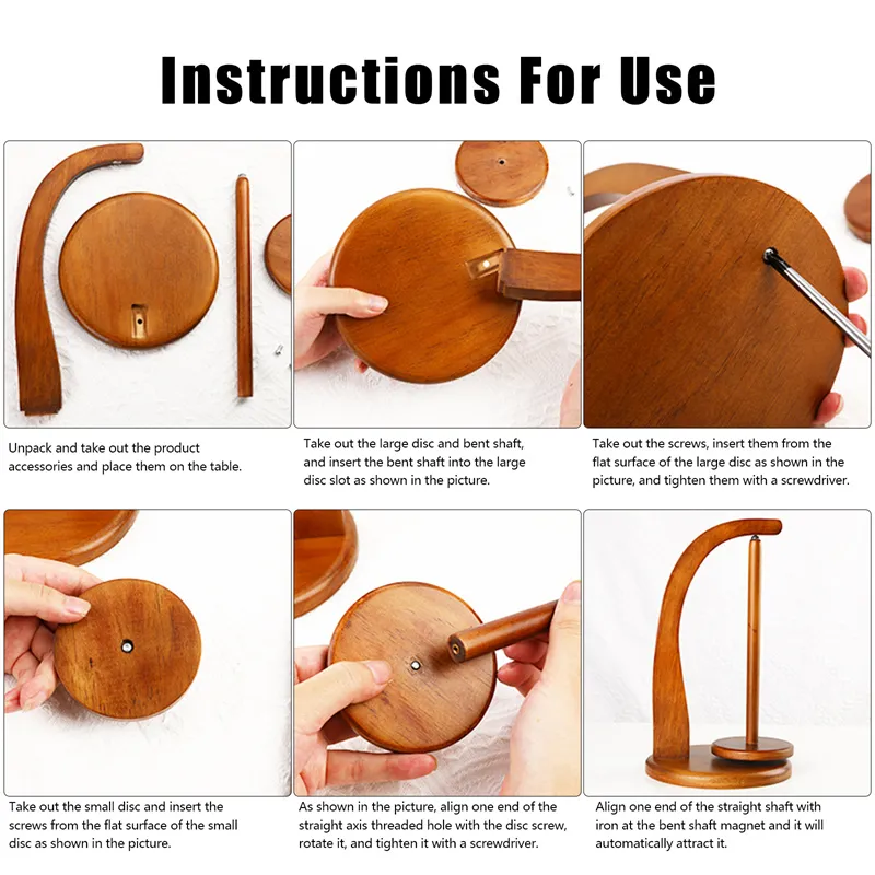 Multicolor Wood Rotating Spool Holder for Sewing Threads and Knitted Fabrics