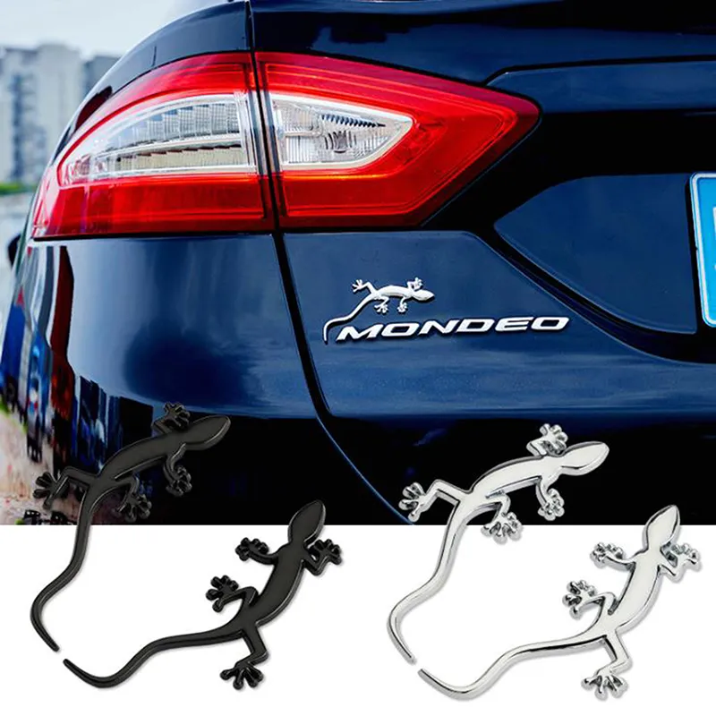 Autocollant Gecko Métal 3D - Déco Voiture Ou Mur - Adhésif Fort - Style Chrome Argenté
