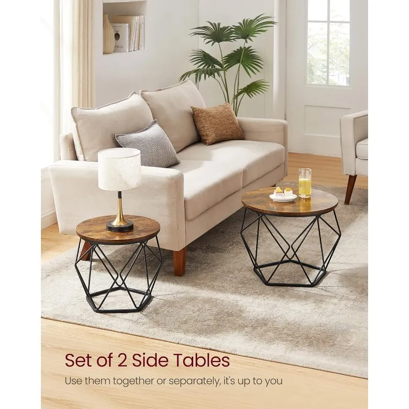Coffee Table Set Set Of 2 Small Round Coffee Tables - Modern Metal ...