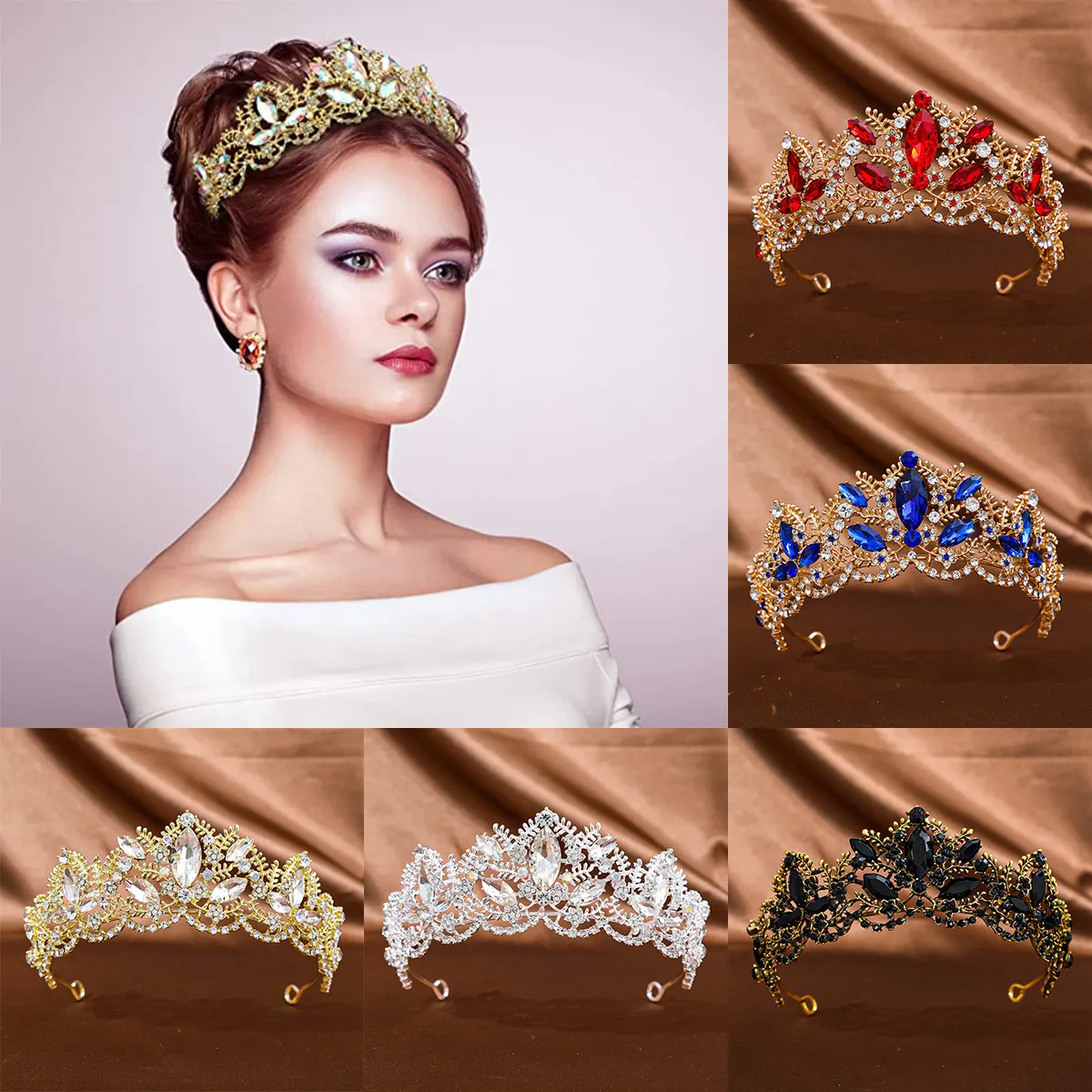 Vintage Bridal Hair Crown Headpiece Lightweight Zinc Alloy 