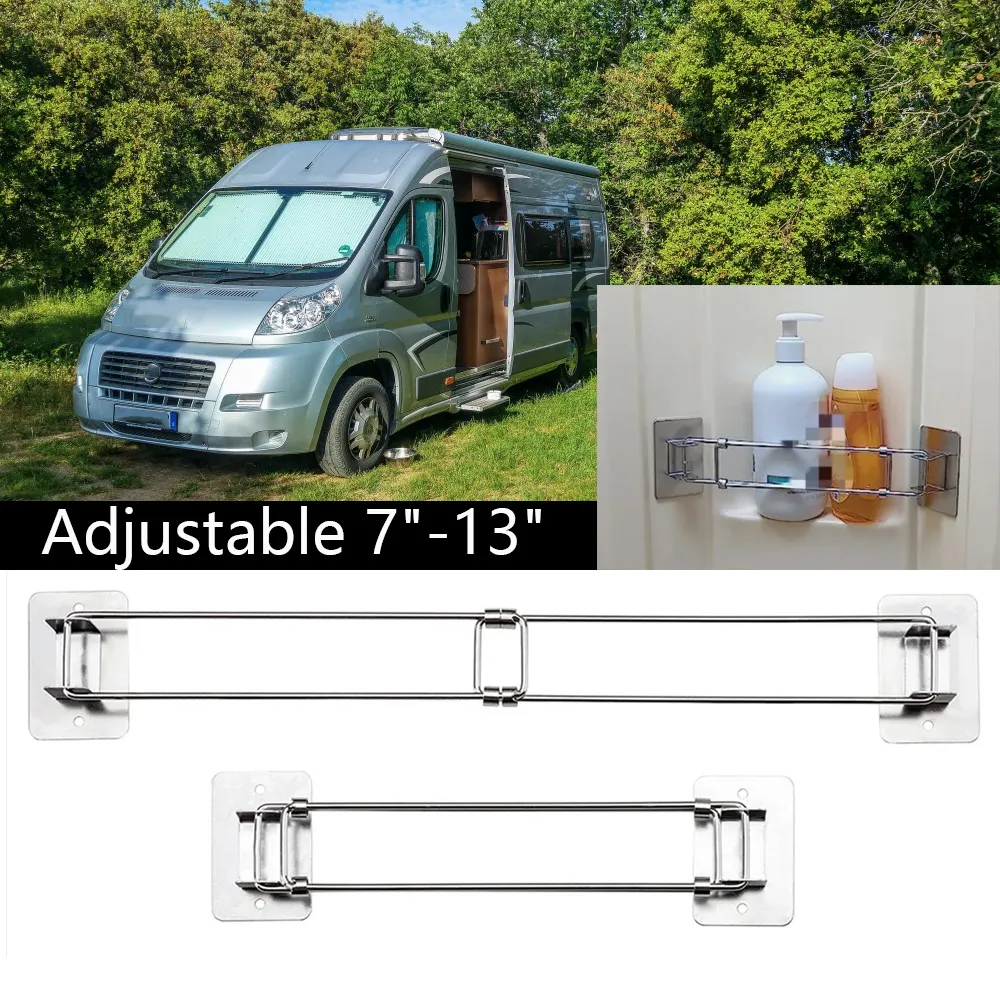 2Pack RV Shower Corner Storage Bar, Adjustable Stainless Steel