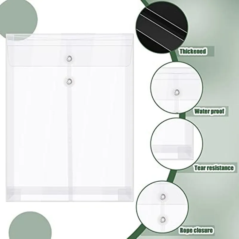Clear Plastic Envelopes Kit A4 Size with String Closure, Expandable ...