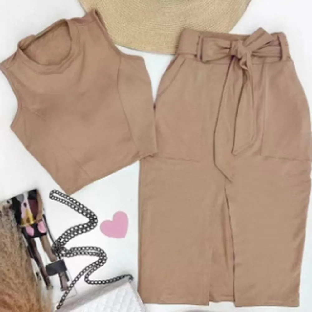 Brown Crop Top and Shorts Ensemble Brown Crop Top and Shorts Ensemble