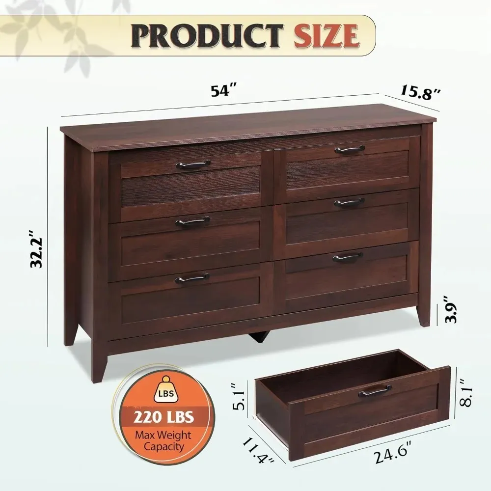 Dresser 6 Drawers Brown Wooden Engineered Wood Chest with Metal Handles for Bedroom Storage from Dhgate Storage Drawers - price 184.19 Dresser 6 Drawers Brown Wooden Engineered Wood Chest with Metal Handles for Bedroom Storage from Dhgate Storage Drawers - price 184.19