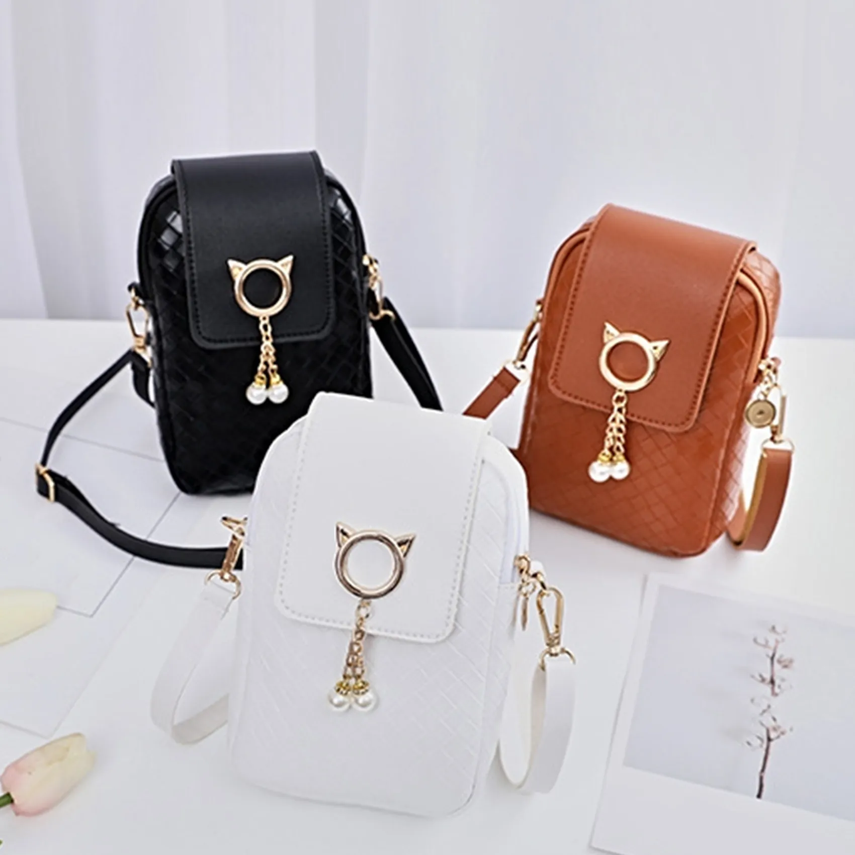 Kawaii PU Leather Women s Crossbody Bag with Card Wallet and Shoulder Strap Exquisite Travel cross body handbags
