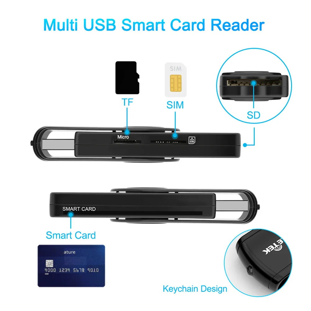 Universal USB Smart Card Reader - IC/ID/EMV/SIM/SD/TF/MMC Compatibility ...