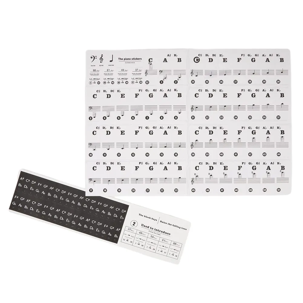 Key Sticker For Instrument Music Keyboard Stickers Set Clear Laminated Labels For 88/61/54/49 Key ...