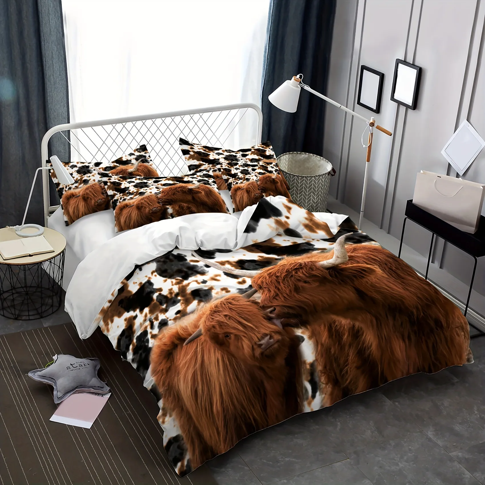 Cow print bed skirt deals