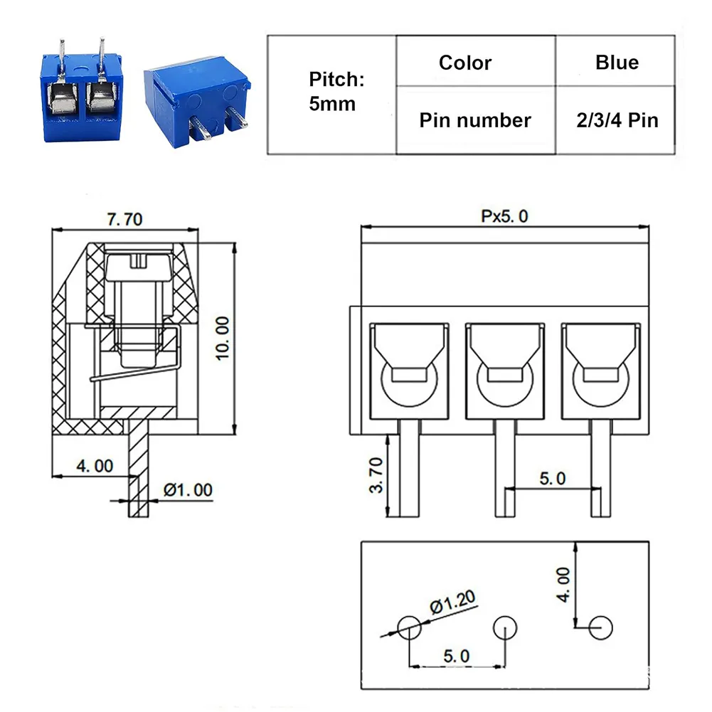Base Plug Bfb 2 Pin Plug-in Connector 5.08mm Pitch 100PCS KF301-2P 2-Pin Plug-in ...