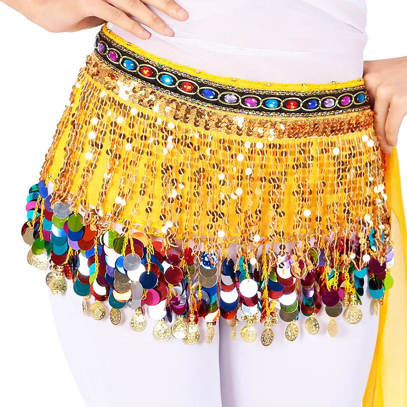 Women's Sequined Belly Dance Hip Skirt - Long Rave Party Wrap Costume
