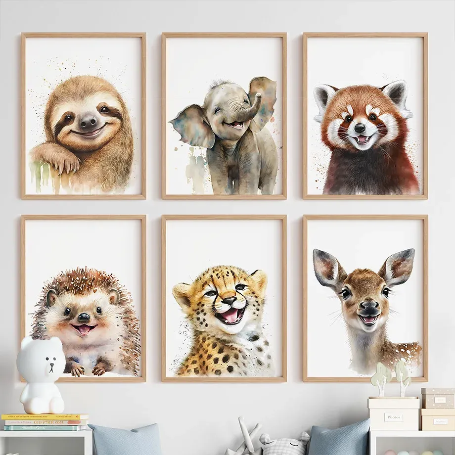 Animal Nursery Wallpaper Canvas Art: Whimsical Wildlife Prints For