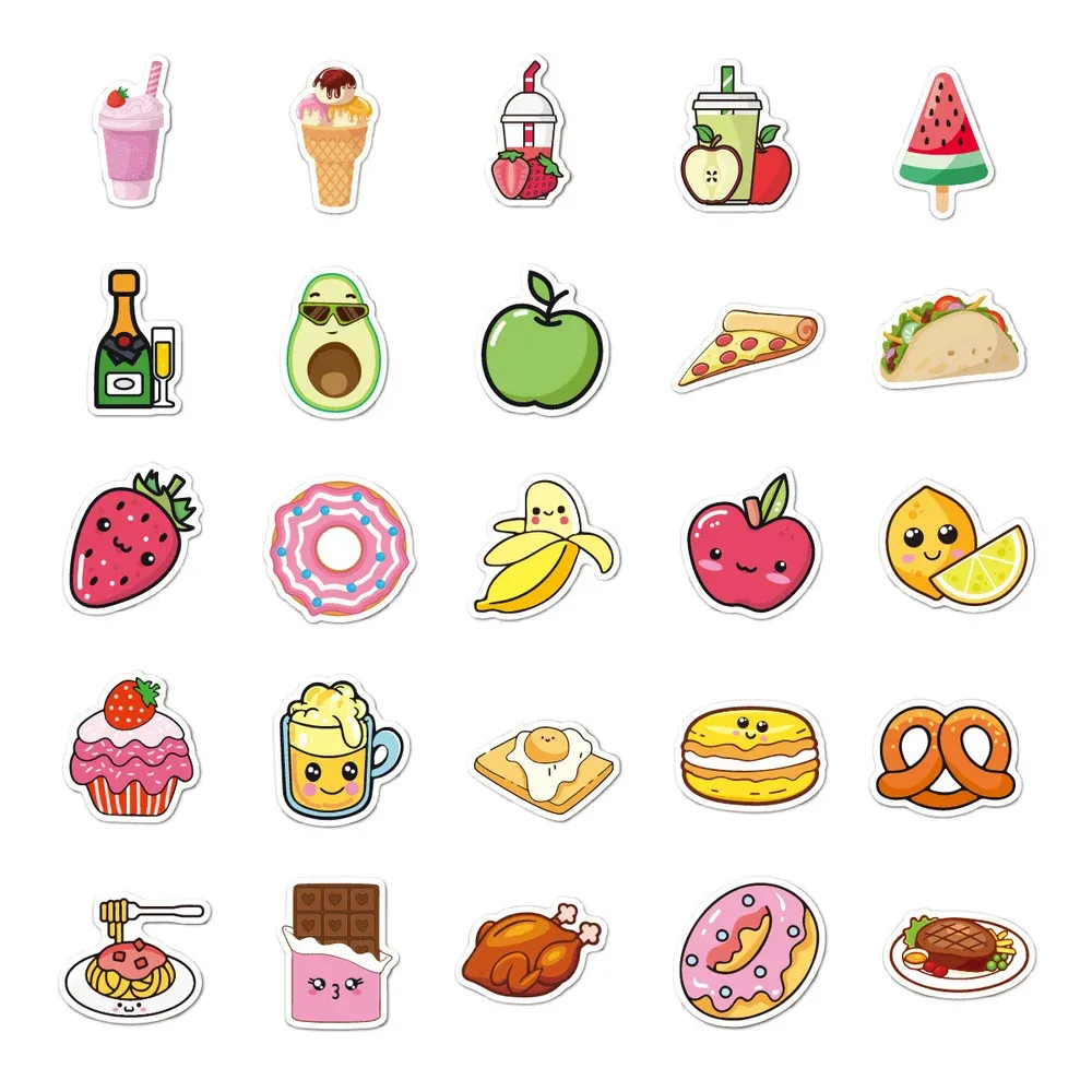 Collection Of Cute Cartoon Food Stickers | Premium AI-generated Vector