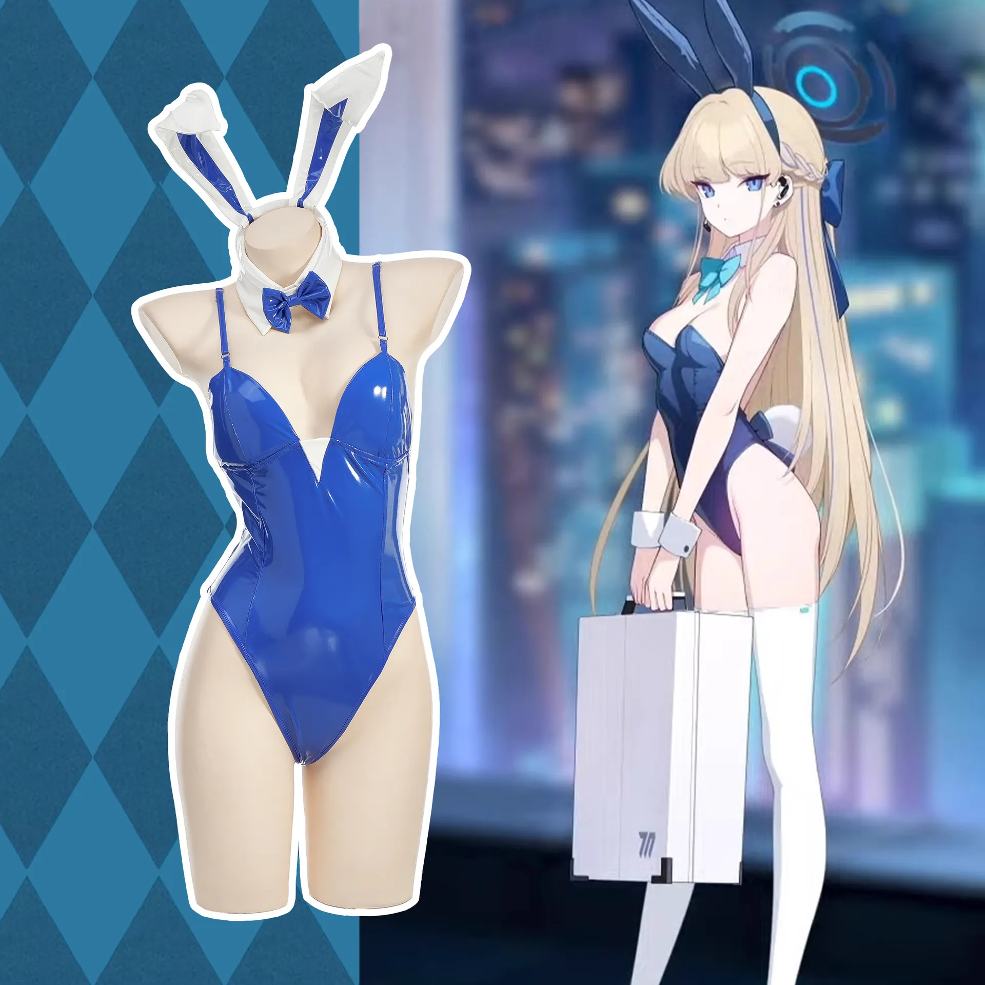 sexy anime bunny suit PU Leather Harness Mouth plug S&M Bondage Sex Toy