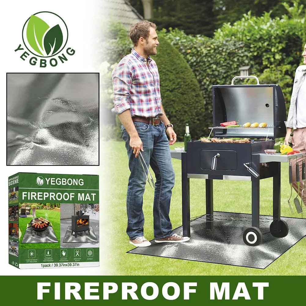 DHgate 100x100cm Multipurpose Heat Resistant Outdoor BBQ Fire Pit Mat for Garden Home Garden
