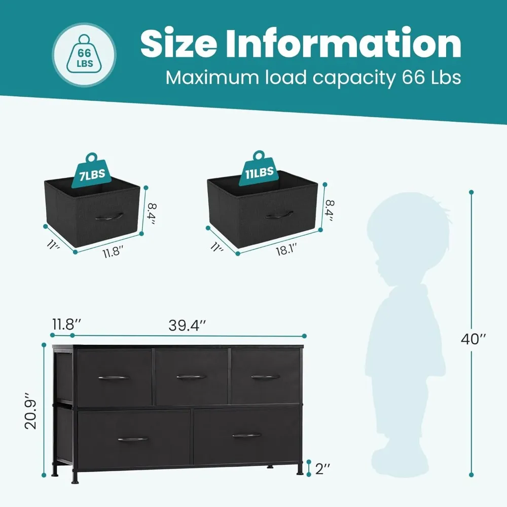 knee length dresses for ladies Fabric Storage Drawers Dresser and Chest of Drawers, Small Dresser wit –  LUKYTOWER main image 1