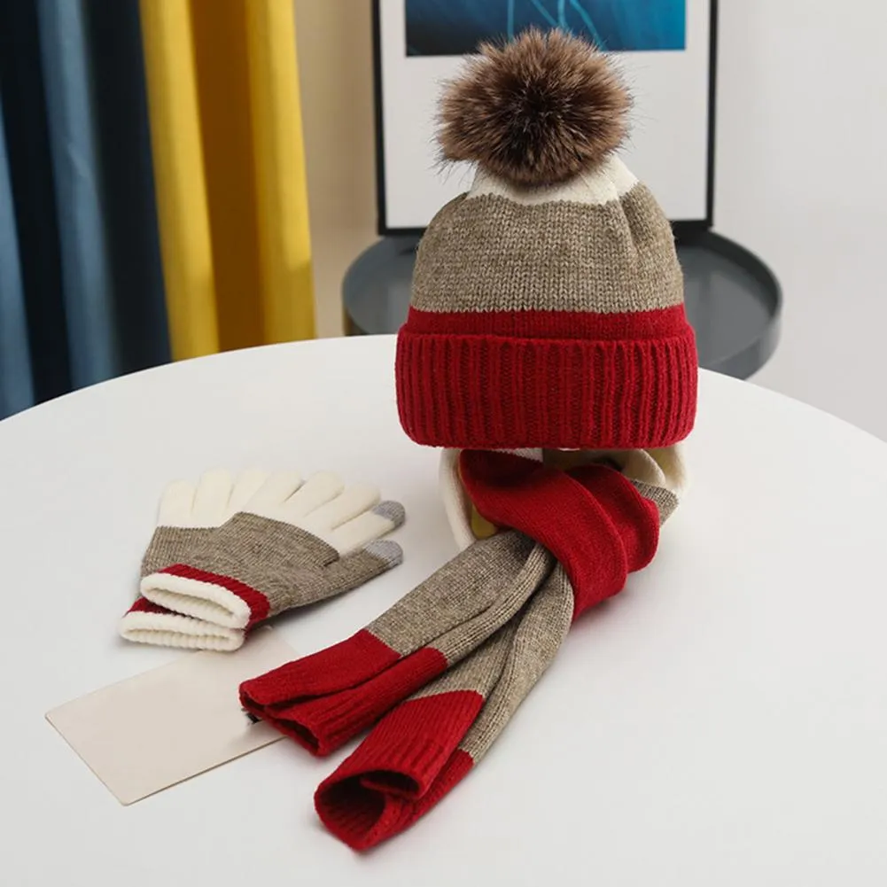 Kids Winter Hat And Hat Scarf Gloves Set Set With Plush Ball Striped Fleece Lining And Full Finger Gloves From Homepro8 23.31 DHgate.Com