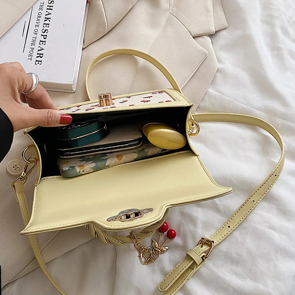 Sg Womens PU Leather Shoulder Bag Adjustable Chain Strap, Cherry