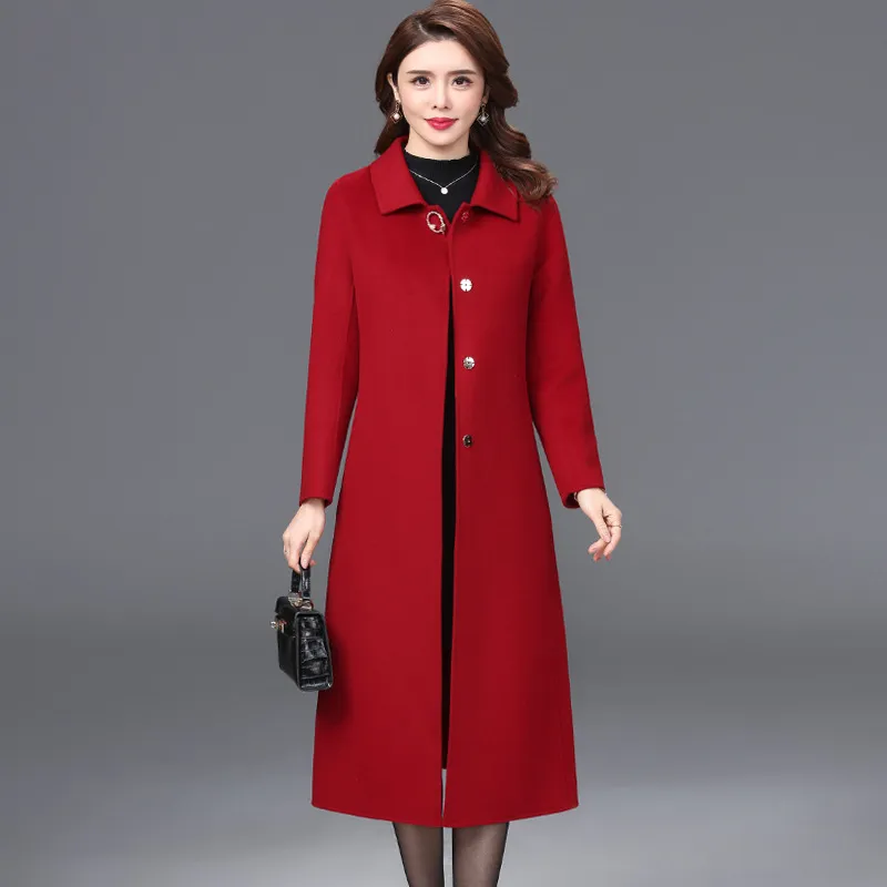 Double Sided Wool Coat For Women Long, Plus Size, Blue Red Black