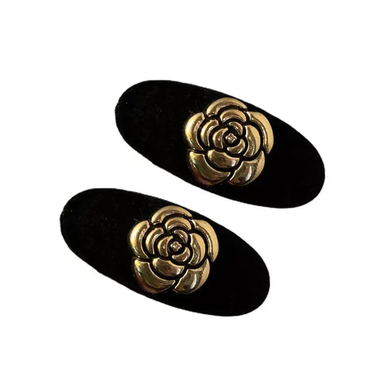 Alloy Camellia Side Hair Clips Velvet Hair Accessories For  display picture 1