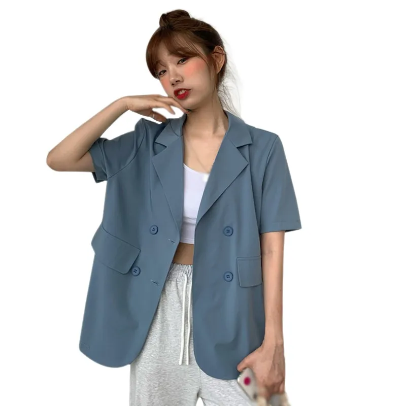 Womens Casual Short Sleeve Blazer Open Front Lapel, Work Office