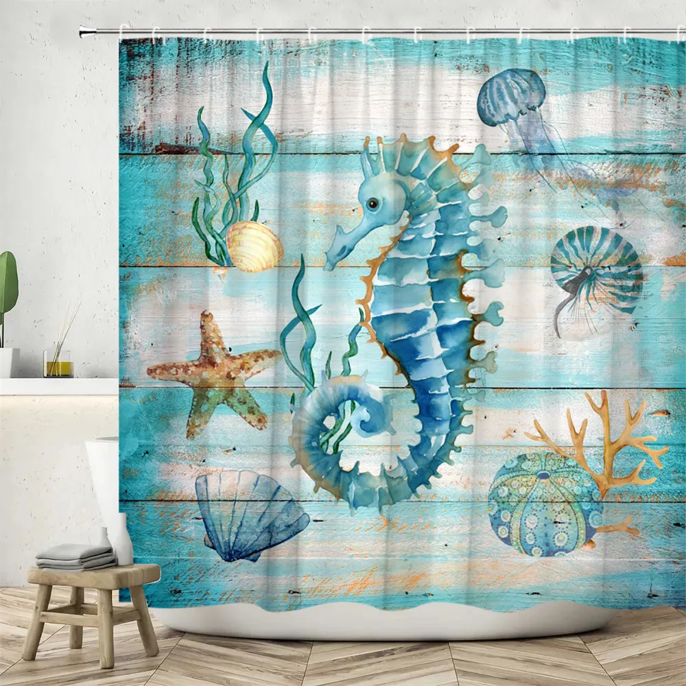 Aquatic Decor Shower Curtain: Undersea Adventure With Turtle, Seahorse,  Starfish, And Coral Design For Bathroom Decor From Homepro14, $9.12 |  DHgate.Com, image size:1000x1000