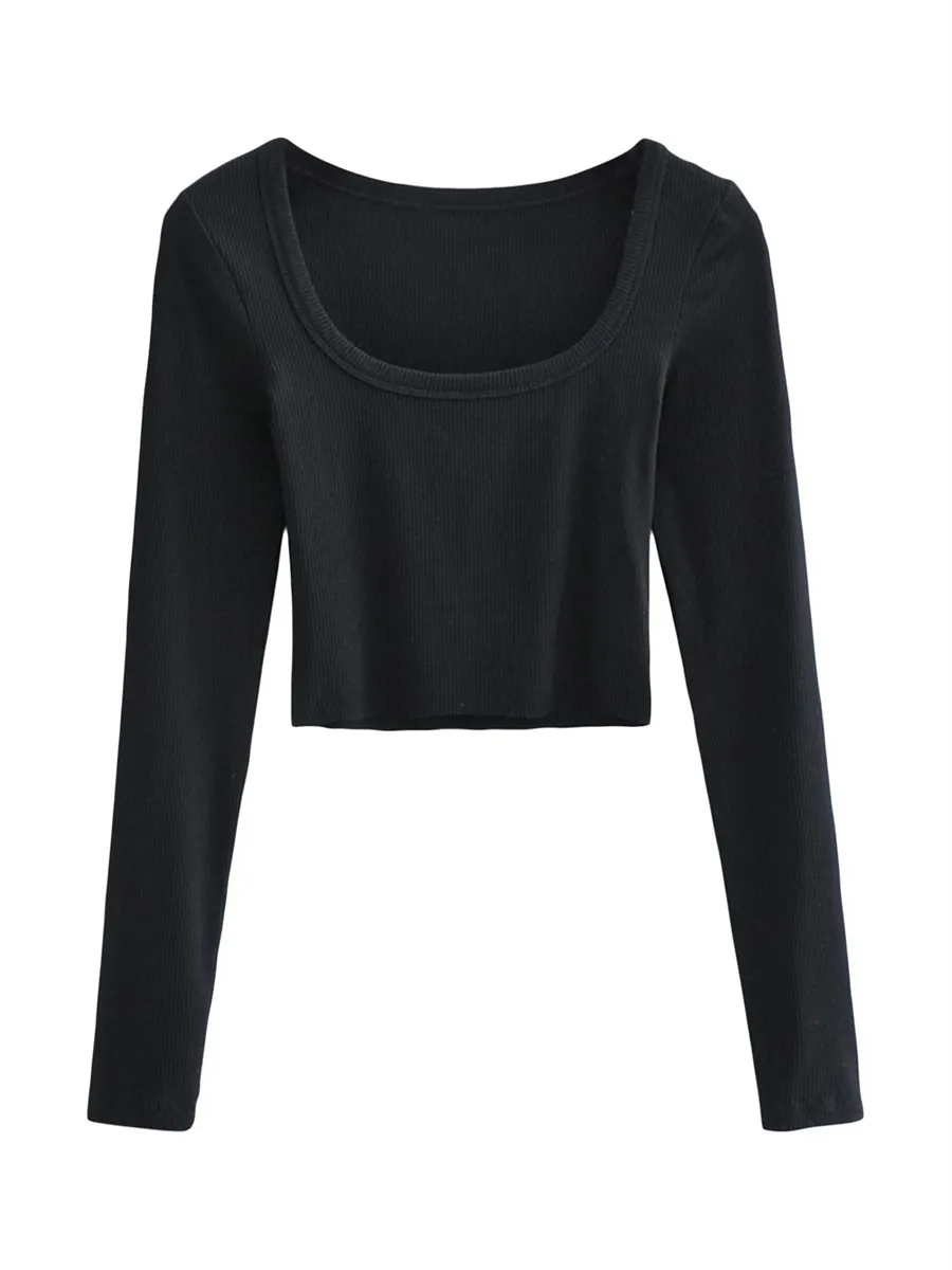 トップス SCOOP LINE RIB TOPS トップス SCOOP LINE RIB TOPS Staple Rib Scoop Neck Short Sleeve Top