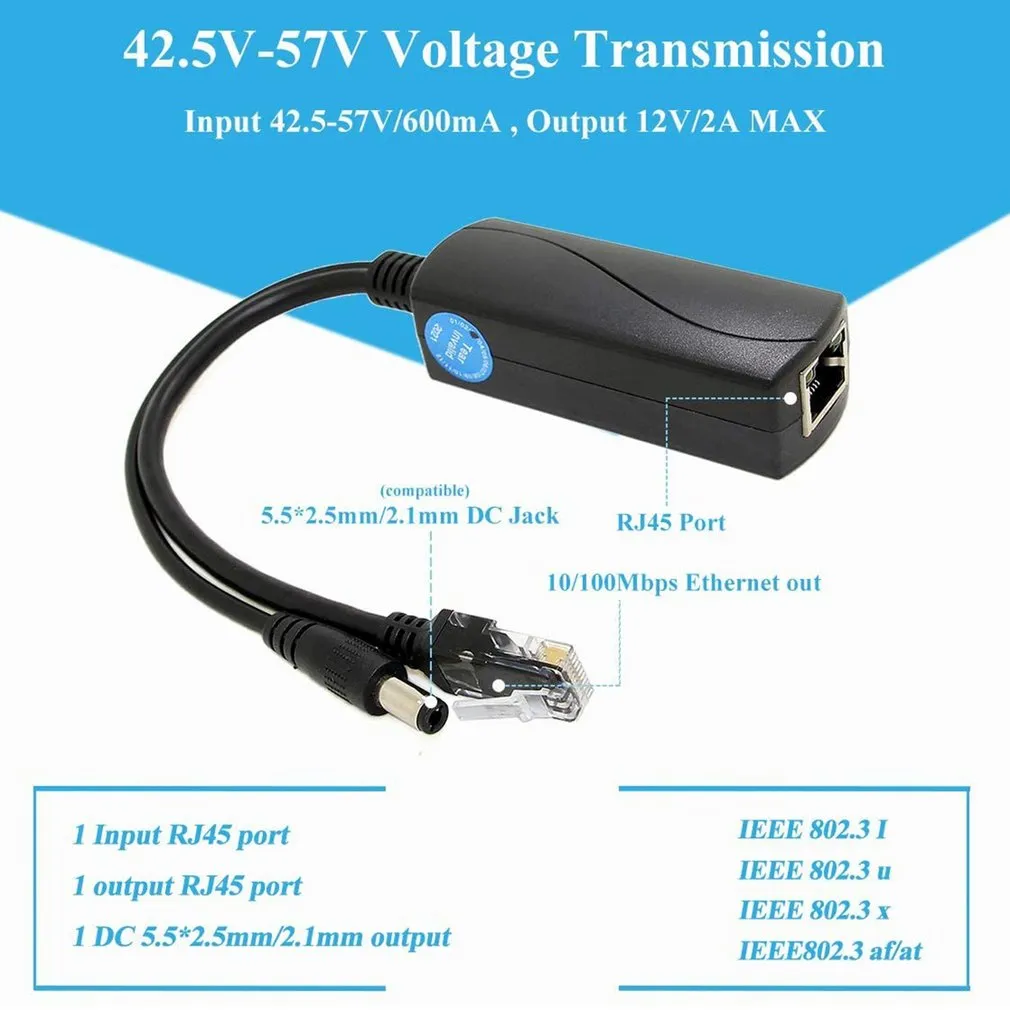 High-Speed 12V 2A Active poe++ splitter with IEEE 802.3af/at Standard ...