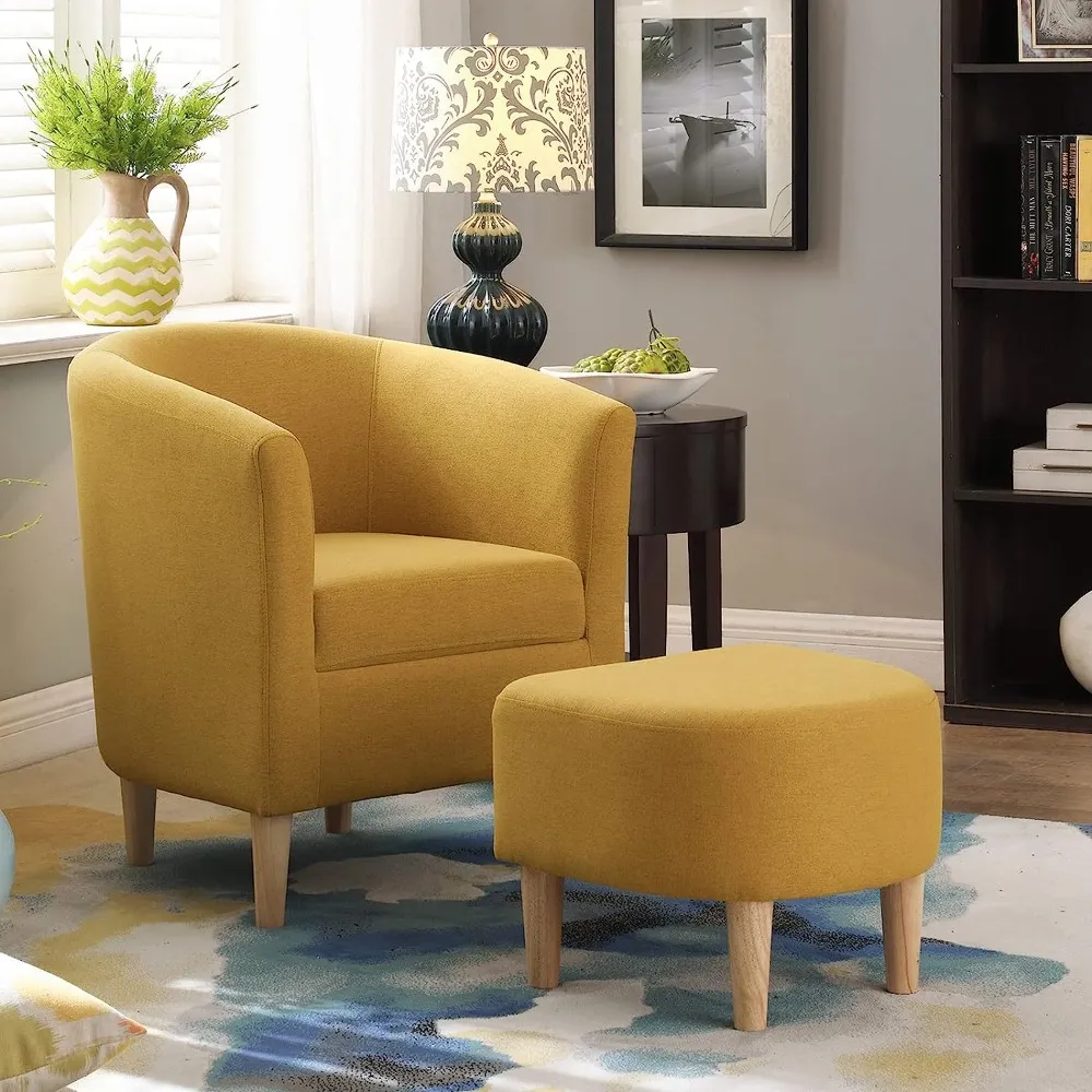 Yellow Linen Performance Fabric Sofa Upholstered Arm Chair With Ottoman Foot Rest Modern And Comfy Single Sofa Chair From Homepro15 136.64 DHgate.Com