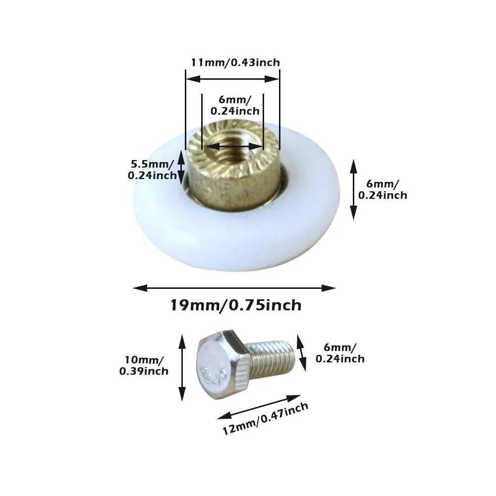 4-Piece Shower Door Roller Wheels Replacement – Sliding Glass Door Runner Set With Screws