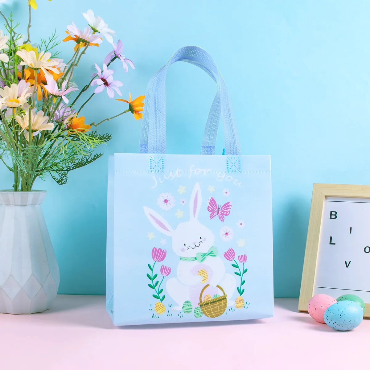 Colorful Bunny Egg Treat Paper Bags With Handles With Handle Set Of 4 8 Non Woven Easter Gift Bag For Party Decorations And Favors From Homepro12 14.19 DHgate.Com