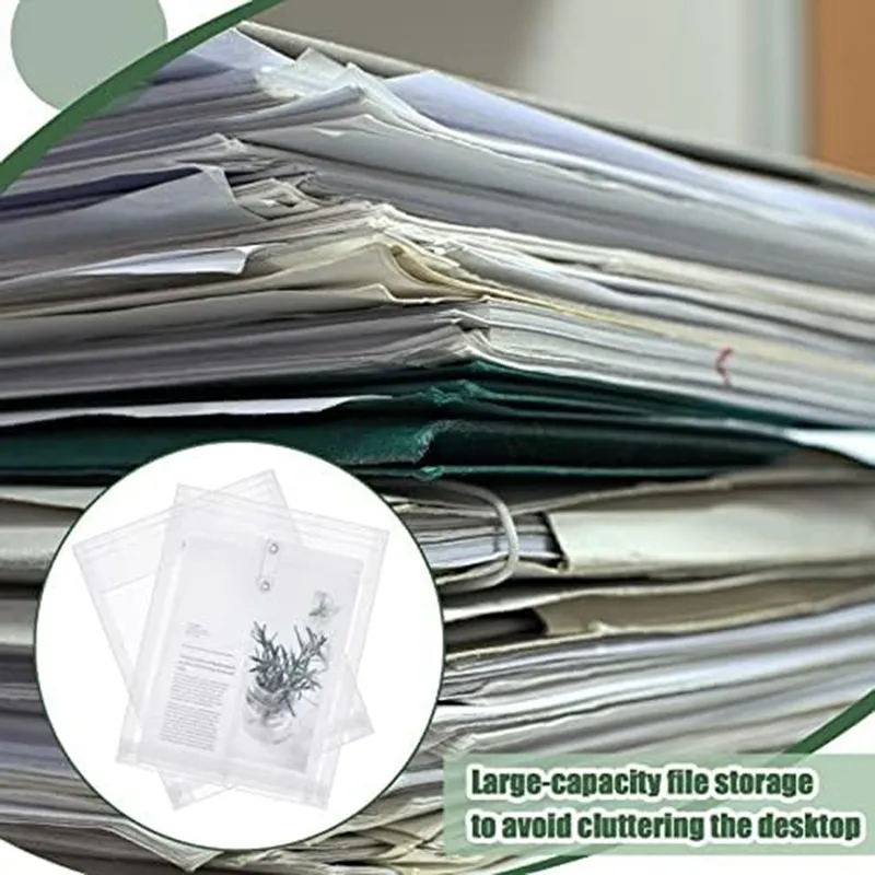 Document String Closure Clear Plastic Envelopes Kit A4 Size with String Closure, Expandable ...
