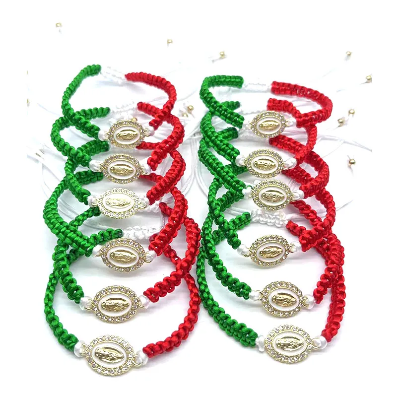 Adjustable Mexican Guadalupe Virgin Braided Mexican Bracelets Kit In Red White And Green Religious Fashion For Women From Homepro18 13.23 DHgate.Com
