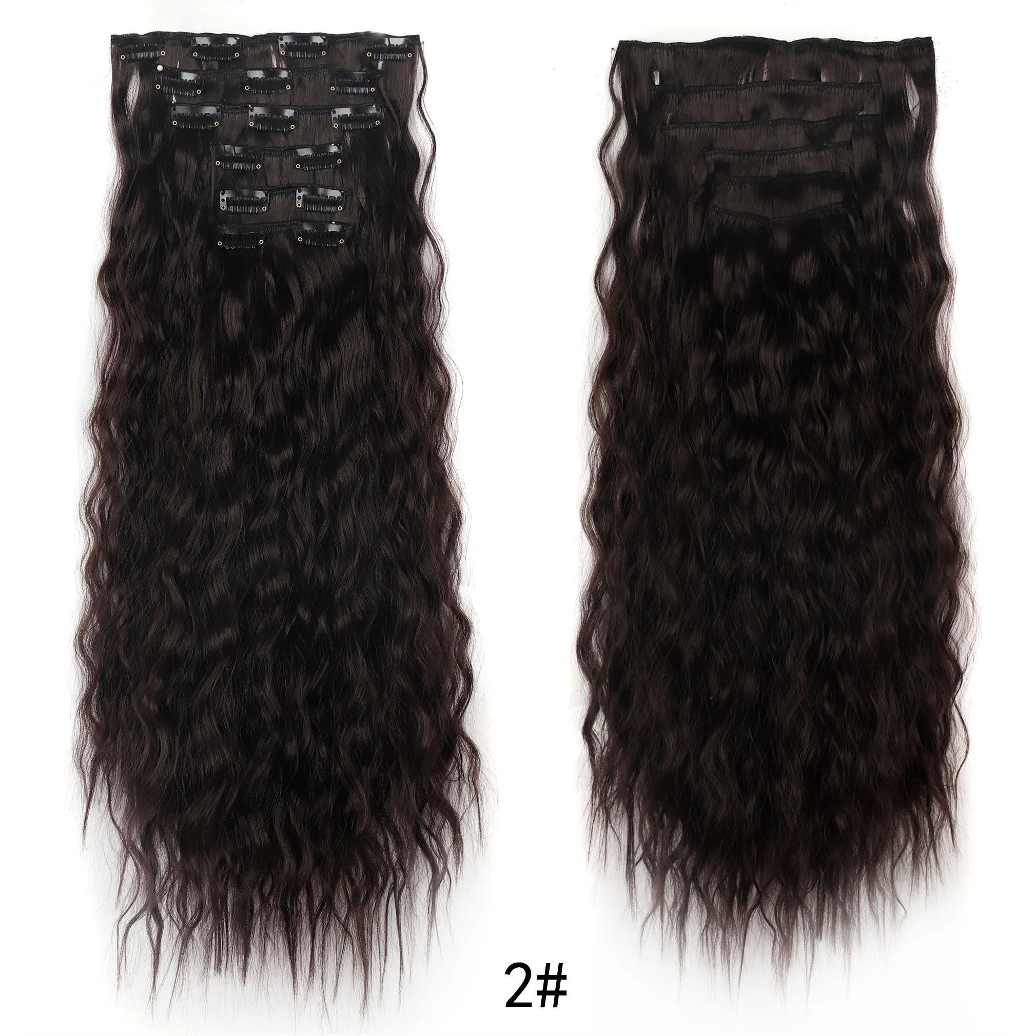 Clip In Hair Extensions Synthetic Curly Wave 20 Inch 4 Pcs Natural Look REECHO Hair Extensions 20 main image 3