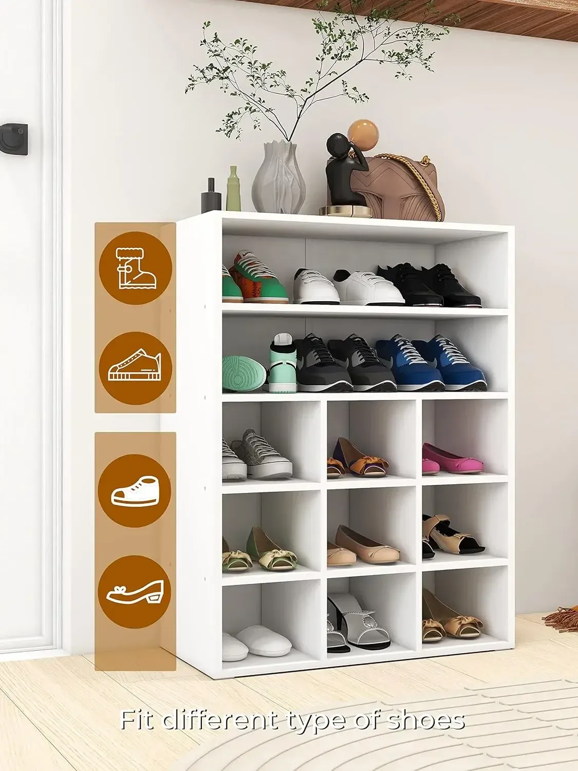 Stackable wood shoe rack best sale