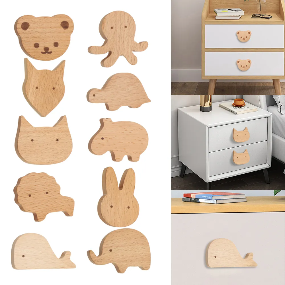 6-Pack Wooden Spaceship Dresser Knobs - Kids Furniture Handles With 2 Screw Sizes