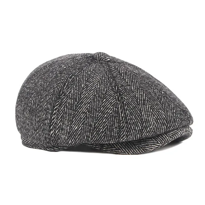 DOME Cap Hat Thick Warm Men Beret Cap Male Vintage Wool Beret Hat Dad Grandfather Octagonal Newsboy Flat Cap