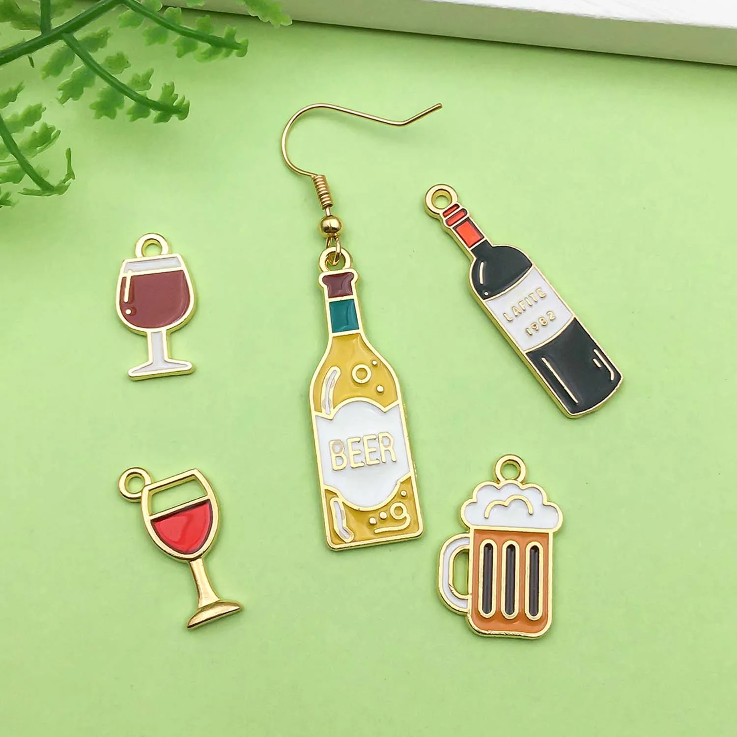 Custom Enamel Charms: Alloy Red Wine Pendants, Glass Bottle